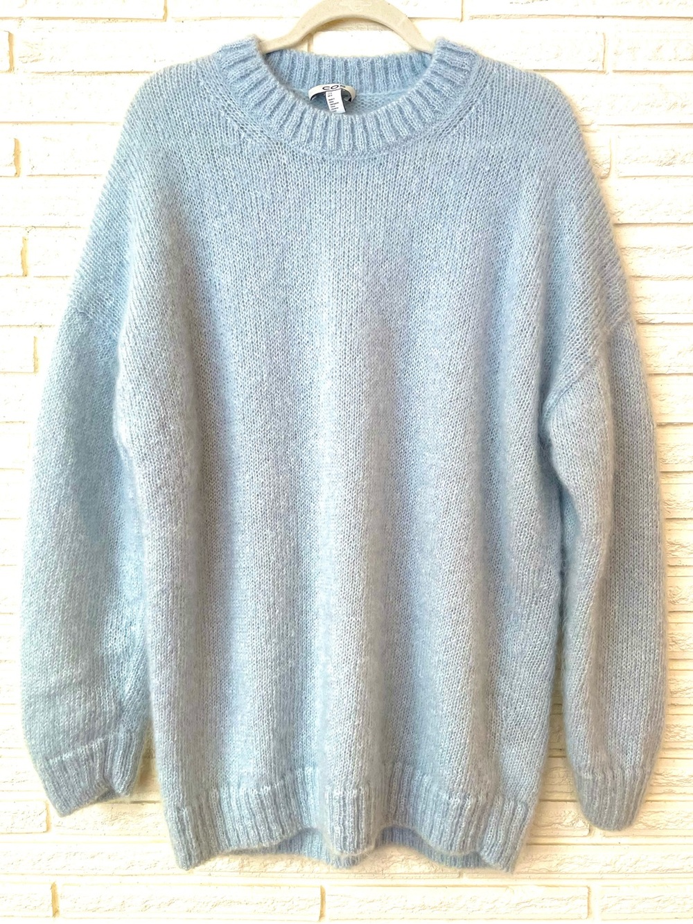 COS Mohair Wool Oversized Jumper M Light Blue Crewneck Cozy Sweater Minimalist - Picture 2 of 13